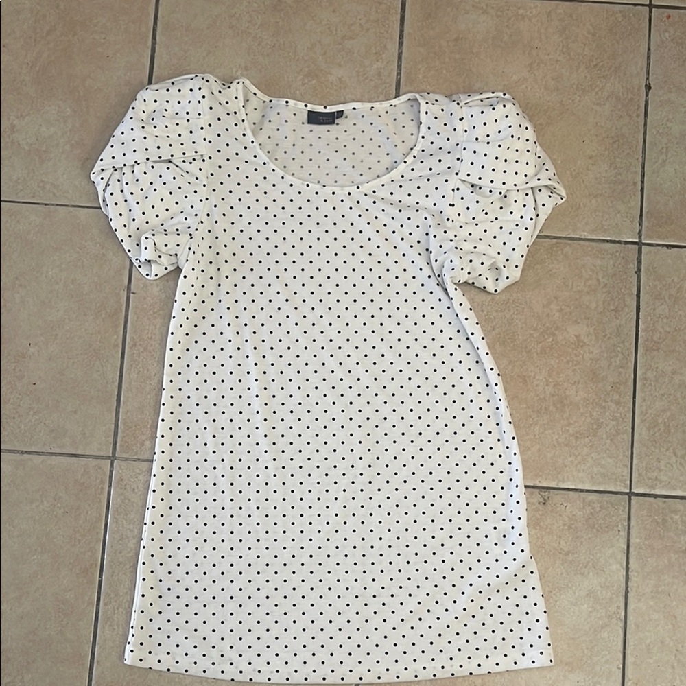 Sparkle & Fade Ruffled Puff Sleeve Blouse in White and Black